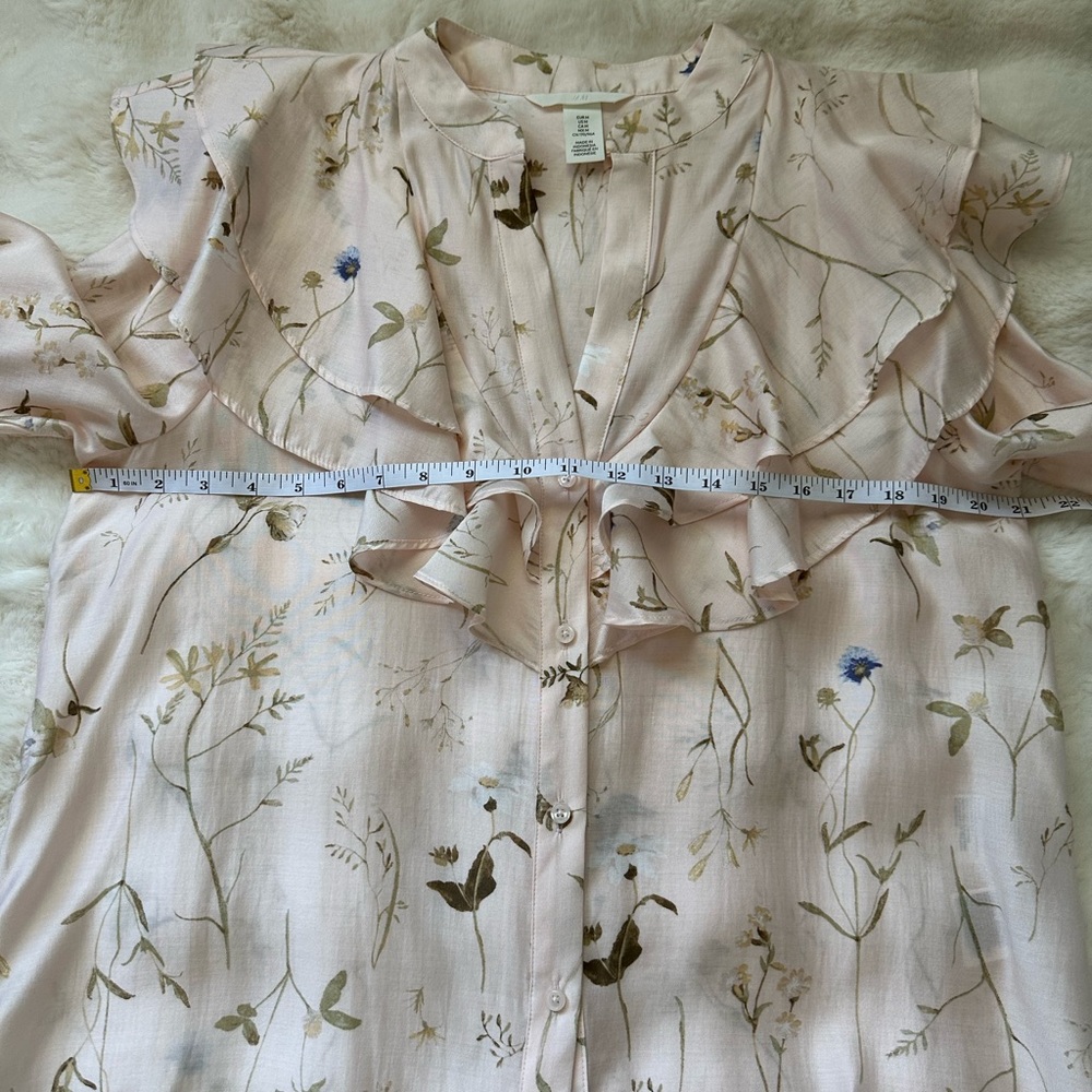 H&M Flounced Floral Peach 🍑 Ruffle Blouse. - Picture 10 of 11